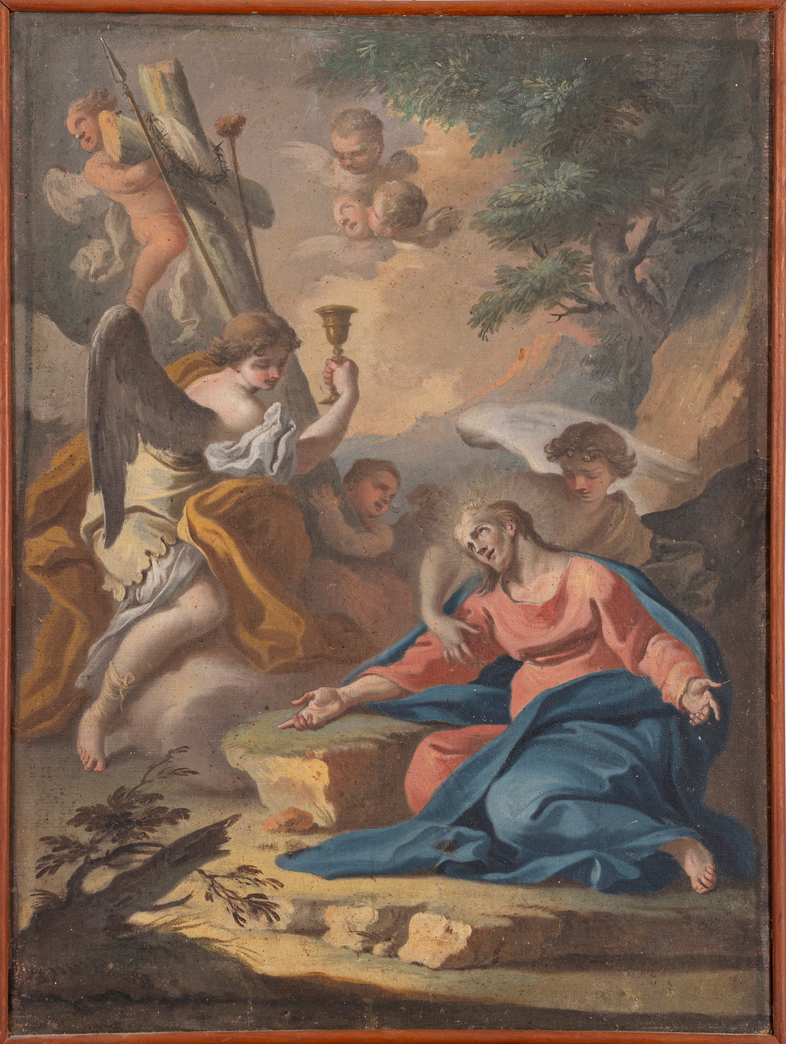 Attribuito a Francesco De Mura (napoli 1696 – 1782) - Cristo nell'Orto del Getsemani, olio su tel...