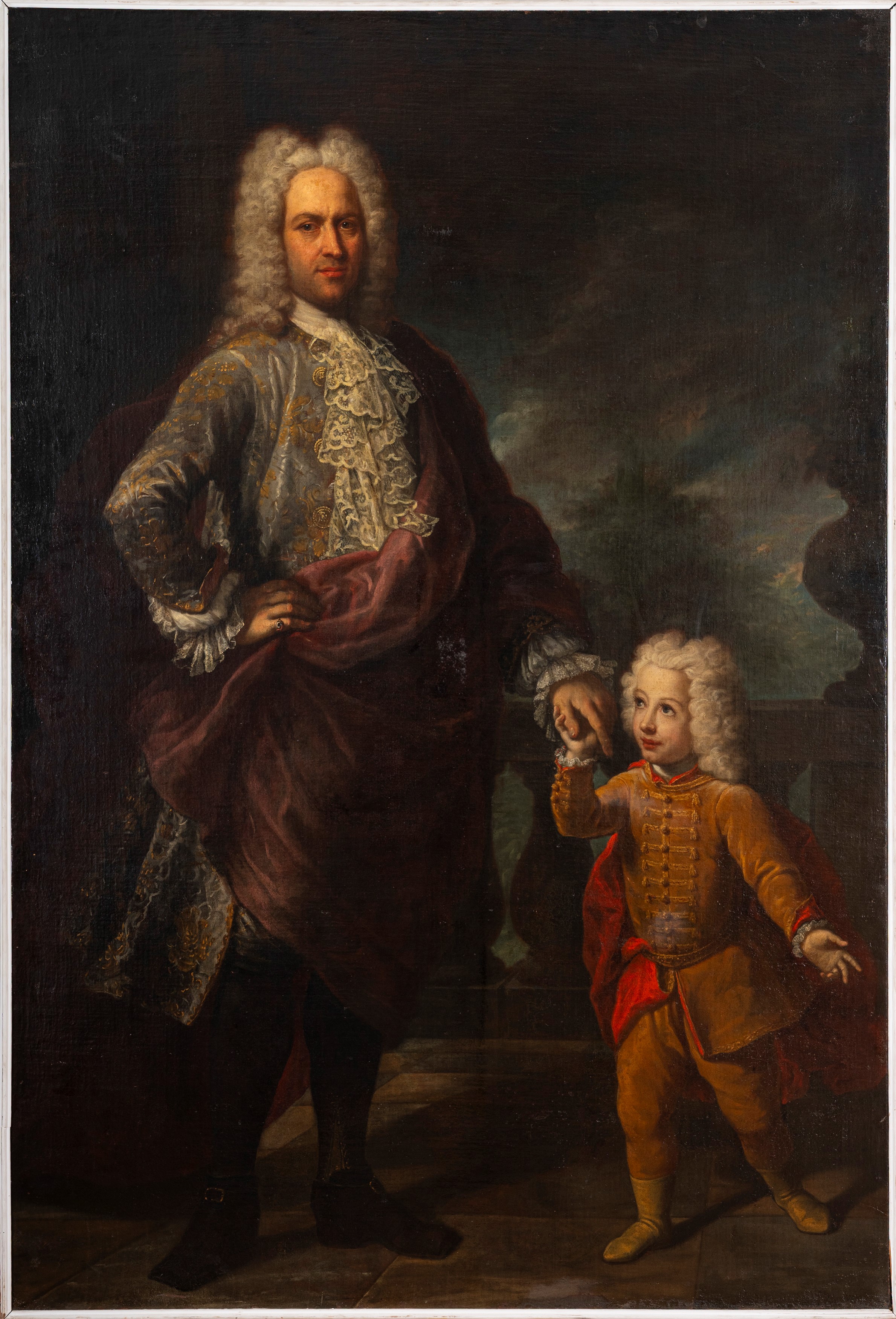 Ritratto di gentiluomo a figura intera con il figlio