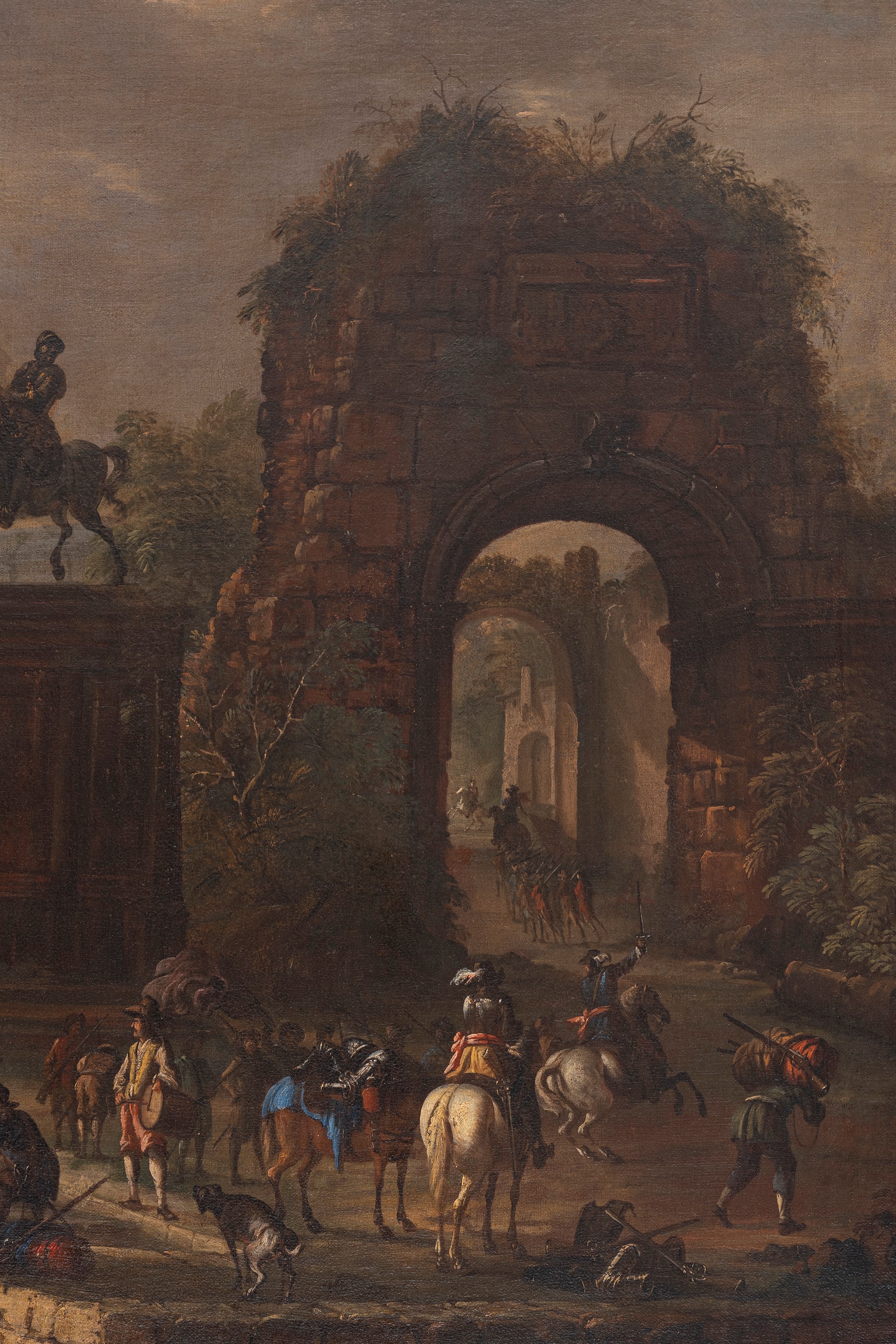 Abraham Storck - Scena di porto con velieri e soldati, olio su tela