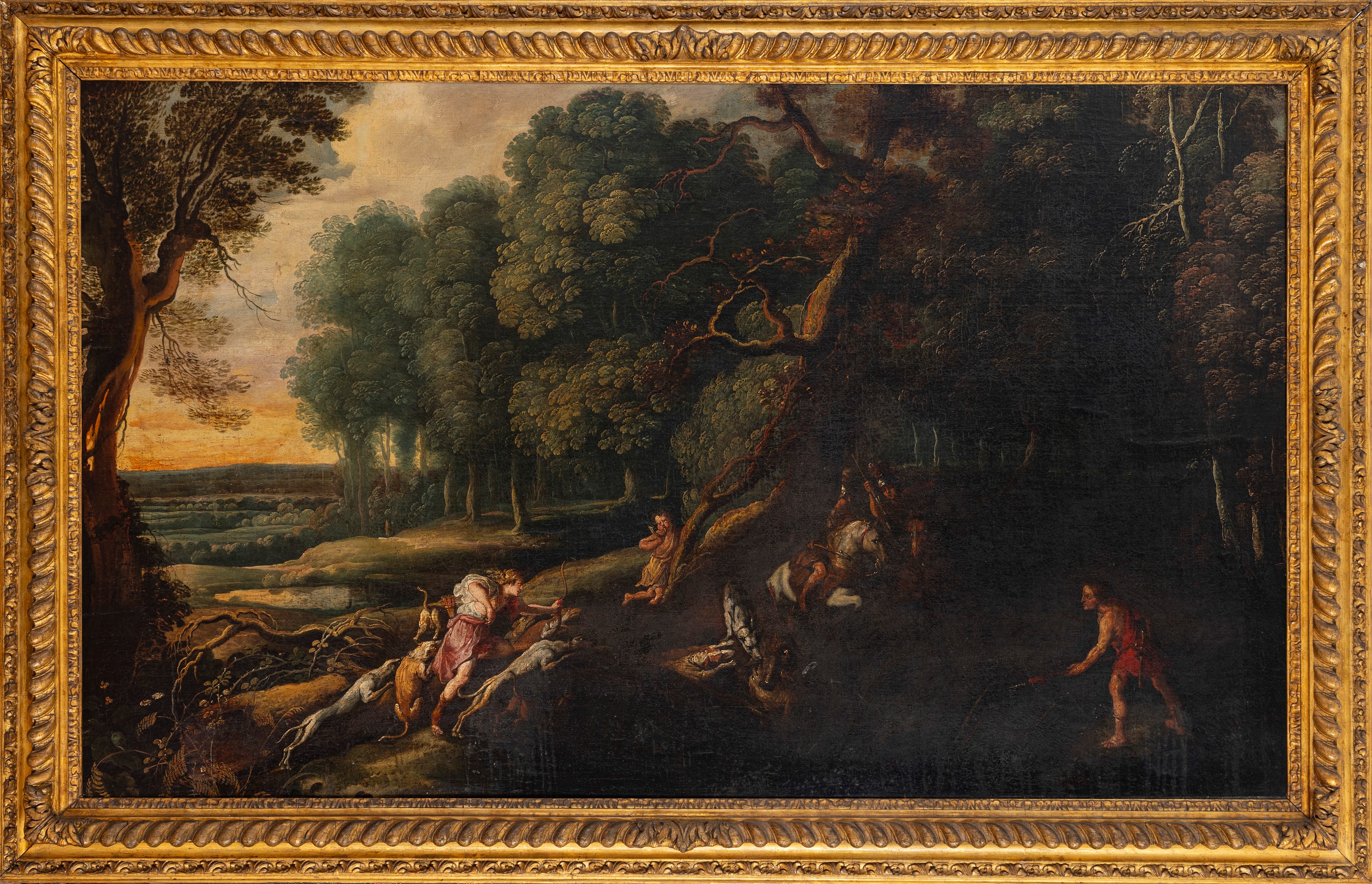 Da Rubens, Secolo XVIII - Caccia al cinghiale di Calidone, olio su tela