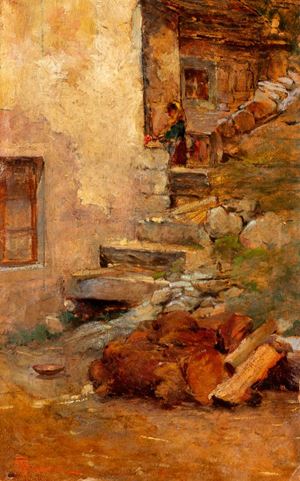 Attribuito a Telemaco Signorini (Firenze 1835 - 1901) - Scala rustica