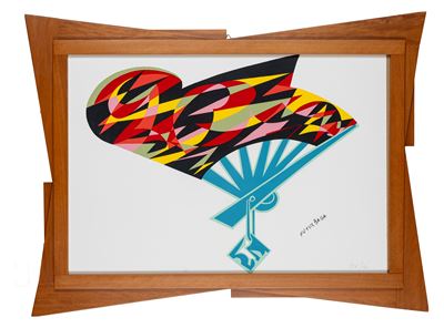 Bozzetto di ventaglio, serigrafia a colori, es. 136/200