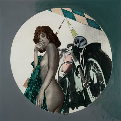 Senza titolo, acrilico e riporto fotografico su tela emulsionata