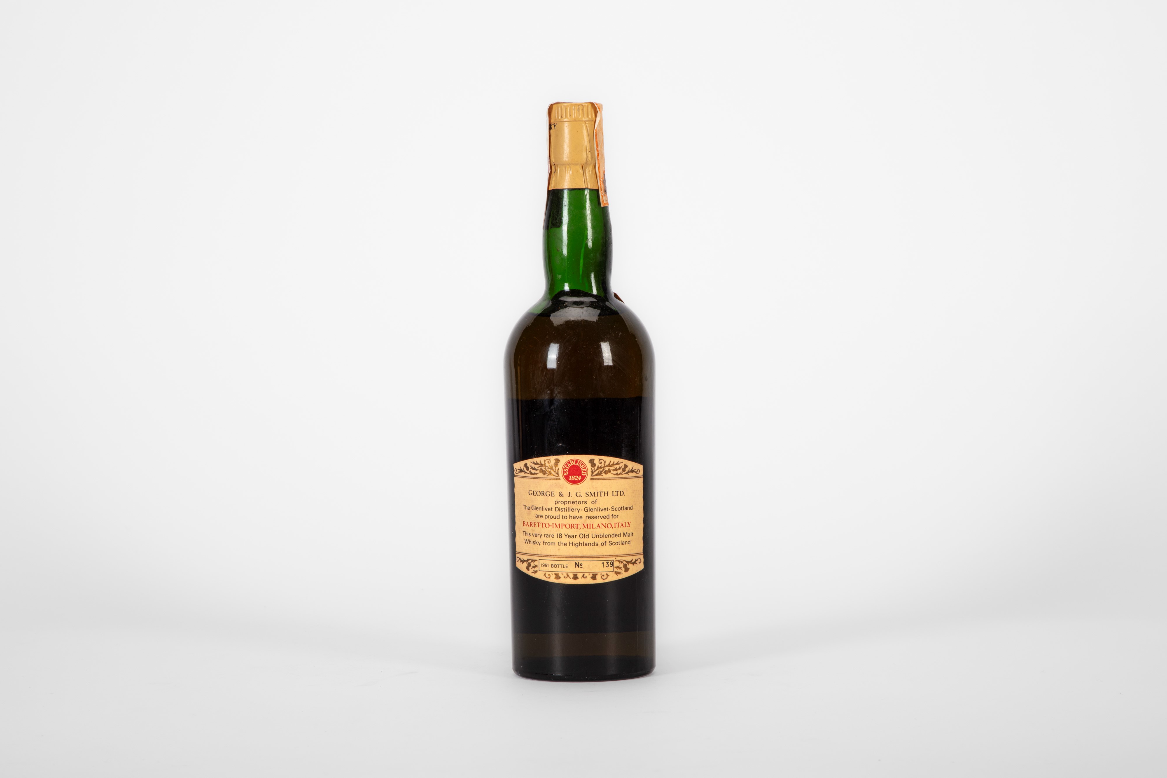 Scozia - Glenlivet, Scotch Whisky 1951 18 Years Old, 45.7% in confezione originale