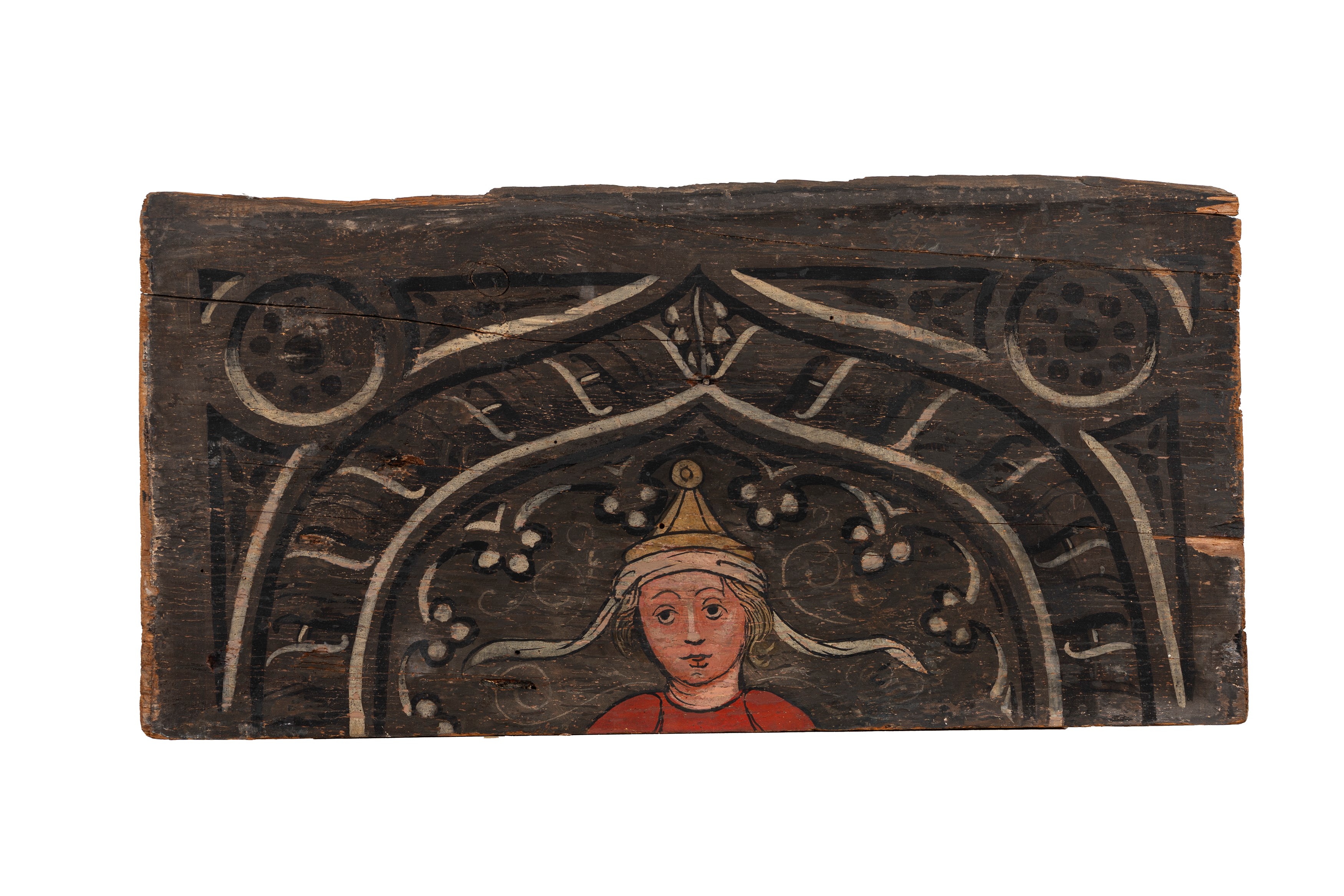 Scuola Lombarda, Secolo XVI - Tre tavelle da soffitto con figure, tempera su tavola