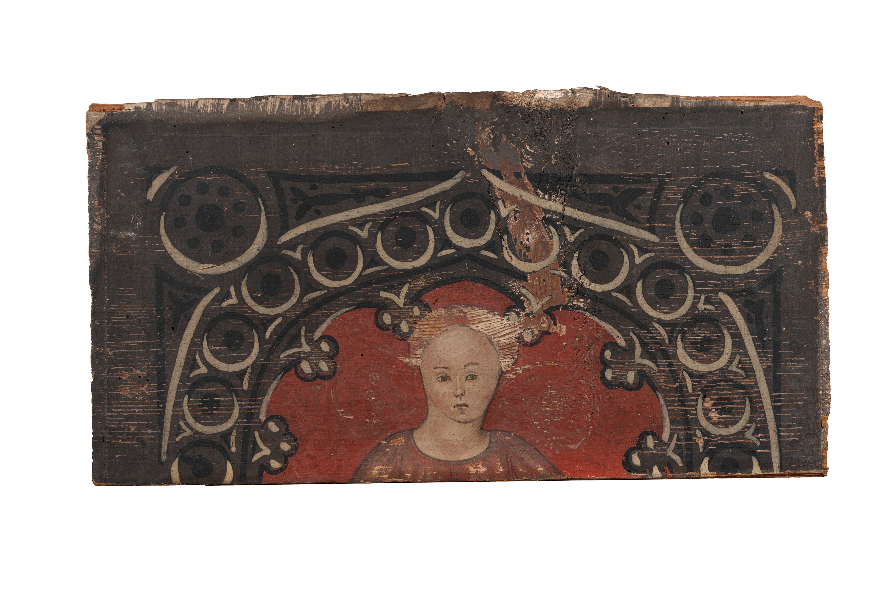 Scuola Lombarda, Secolo XVI - Tre tavelle da soffitto con figure, tempera su tavola