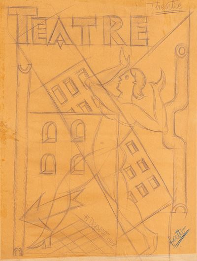 Teatre (Theatre), matita su carta applicata su cartone