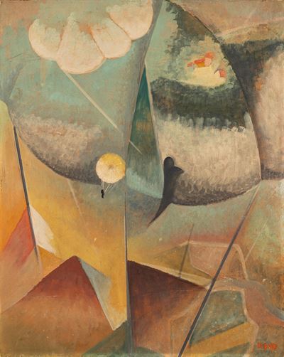 Il paracadutista, tempera su cartone (1932)