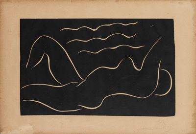 Nu dans les ondes, linogravure, es. 3/25