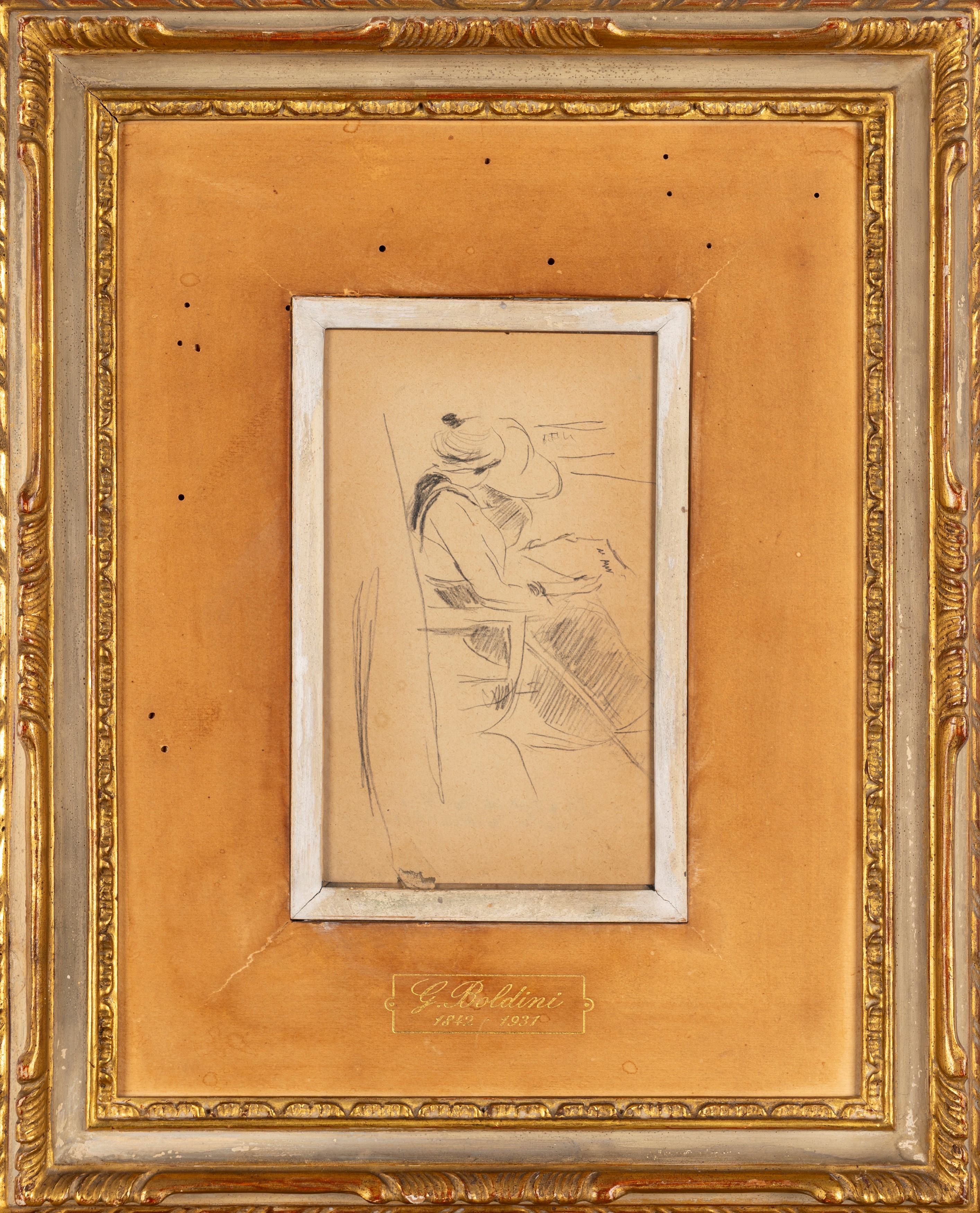 Giovanni Boldini - Signore che leggono, matita su carta da computisteria
