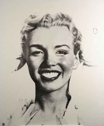 Senza titolo (Marilyn), manifesto parzialmente cancellato applicato su tela