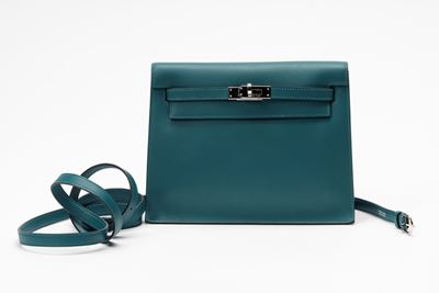 Borsa Kelly Danse, pelle Swift verde Titian con dettagli in palladio, 2021