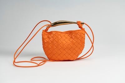 Borsa Sardine in pelle intrecciata arancione