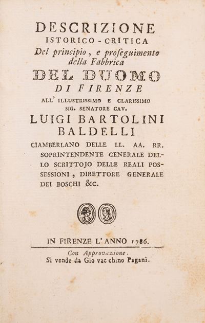Giovacchino Pagani, Descrizione istorico-critica del principio e proseguimento della fabbrica del...