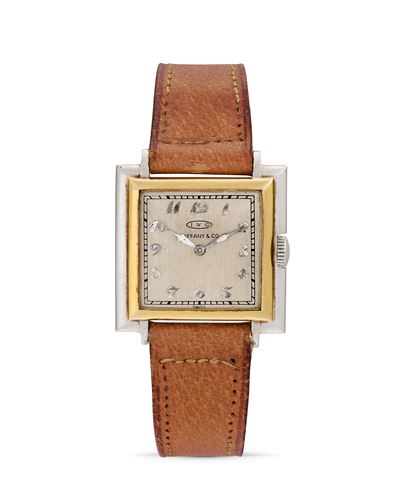 Carrée personalizzato per Tiffany & Co., Cassa quadrata in platino e oro 18k, anni '30