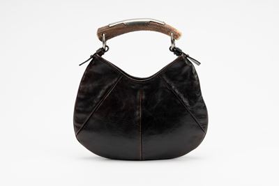Borsa Mombasa in pelle marrone con dettagli in metallo