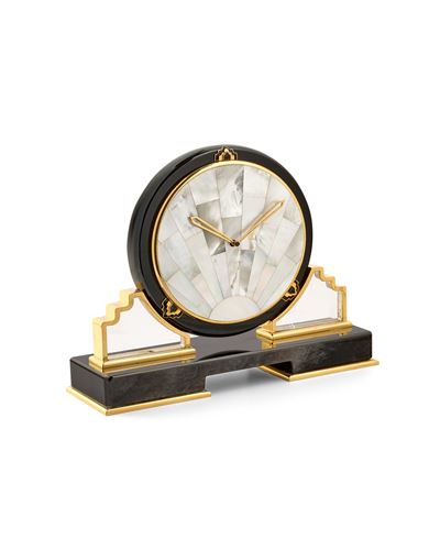 Orologio da tavolo, Art Deco in ottone dorato e ossidiana