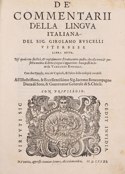 De commentarii della lingua italiana, 1581