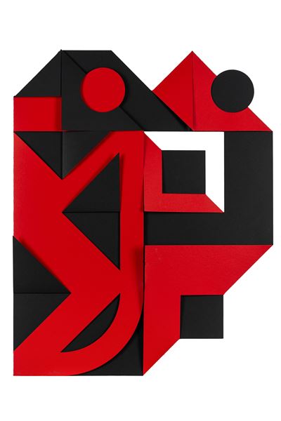 Nero - rosso, cartoncini sagomati e ripiegati