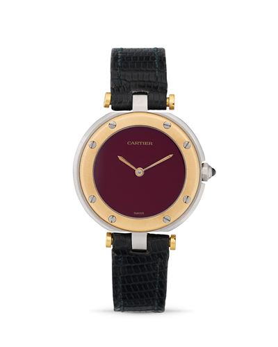 Santos Vendôme Ronde 8191, orologio da polso in acciaio e oro 18k, anni '90