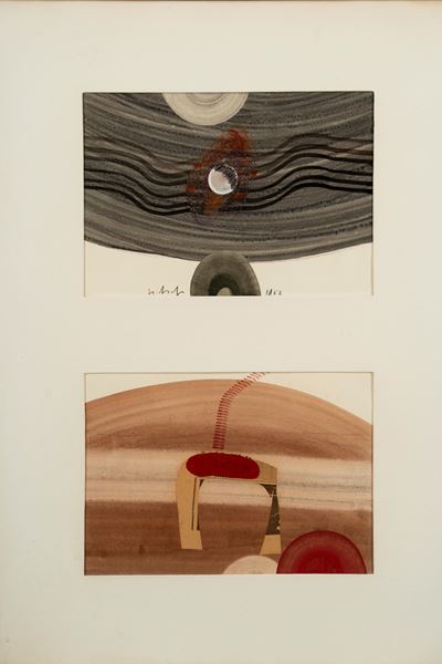 Composizione, 1962, tecnica mista e collage su carta
