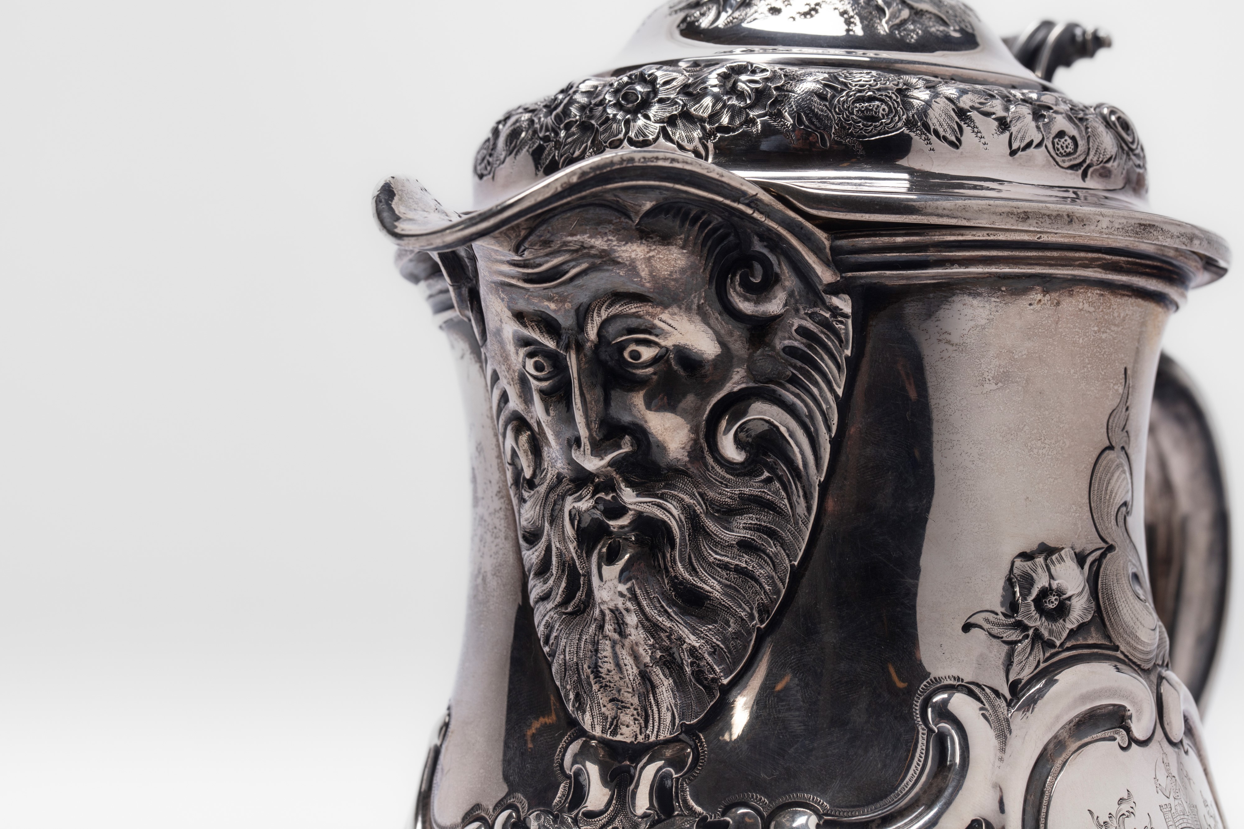 Augustus George Piesse - Grande boccale da birra in argento con coperchio