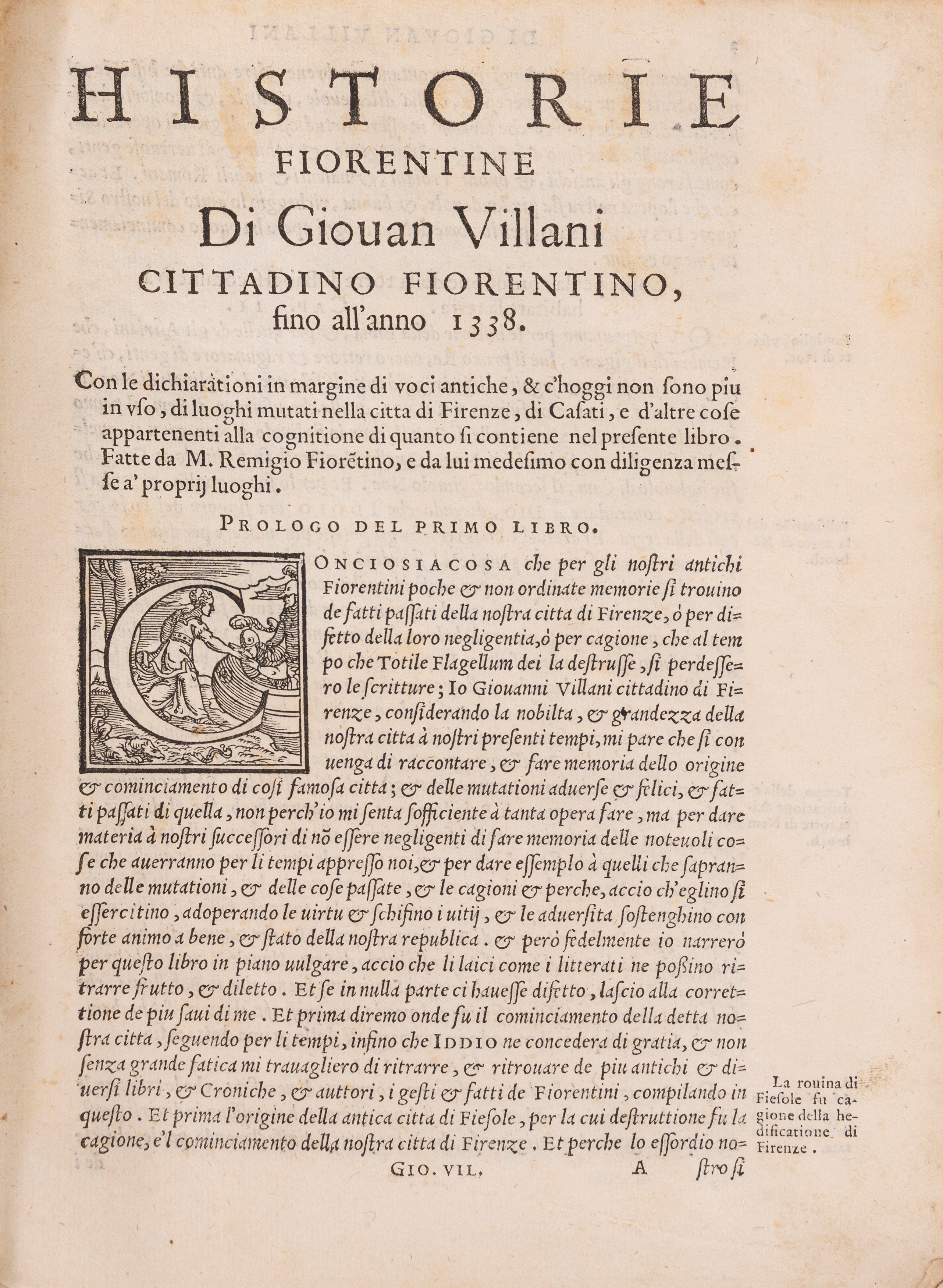 Villani, Giovanni - Villani, La prima parte delle historie universali de suoi tempi