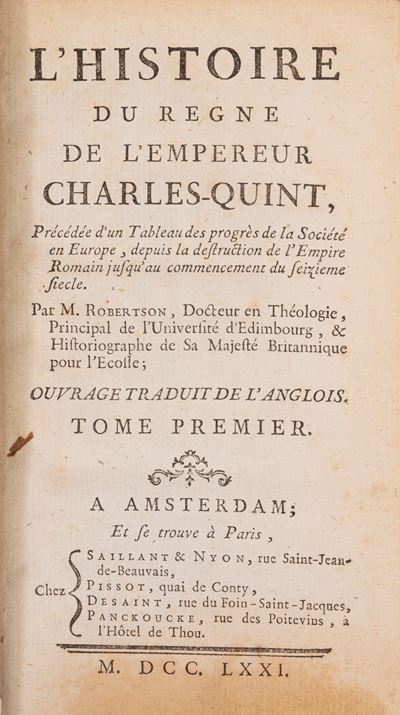 Carlo V, L'histoire du règne de l'empereur Charles-Quint, prima edizione