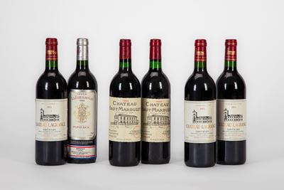 Selezione Bordeaux, 6 Bottiglie di Vino del 1990-1994