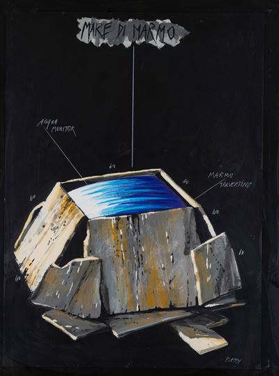 Mare di Marmo, tecnica mista su carta