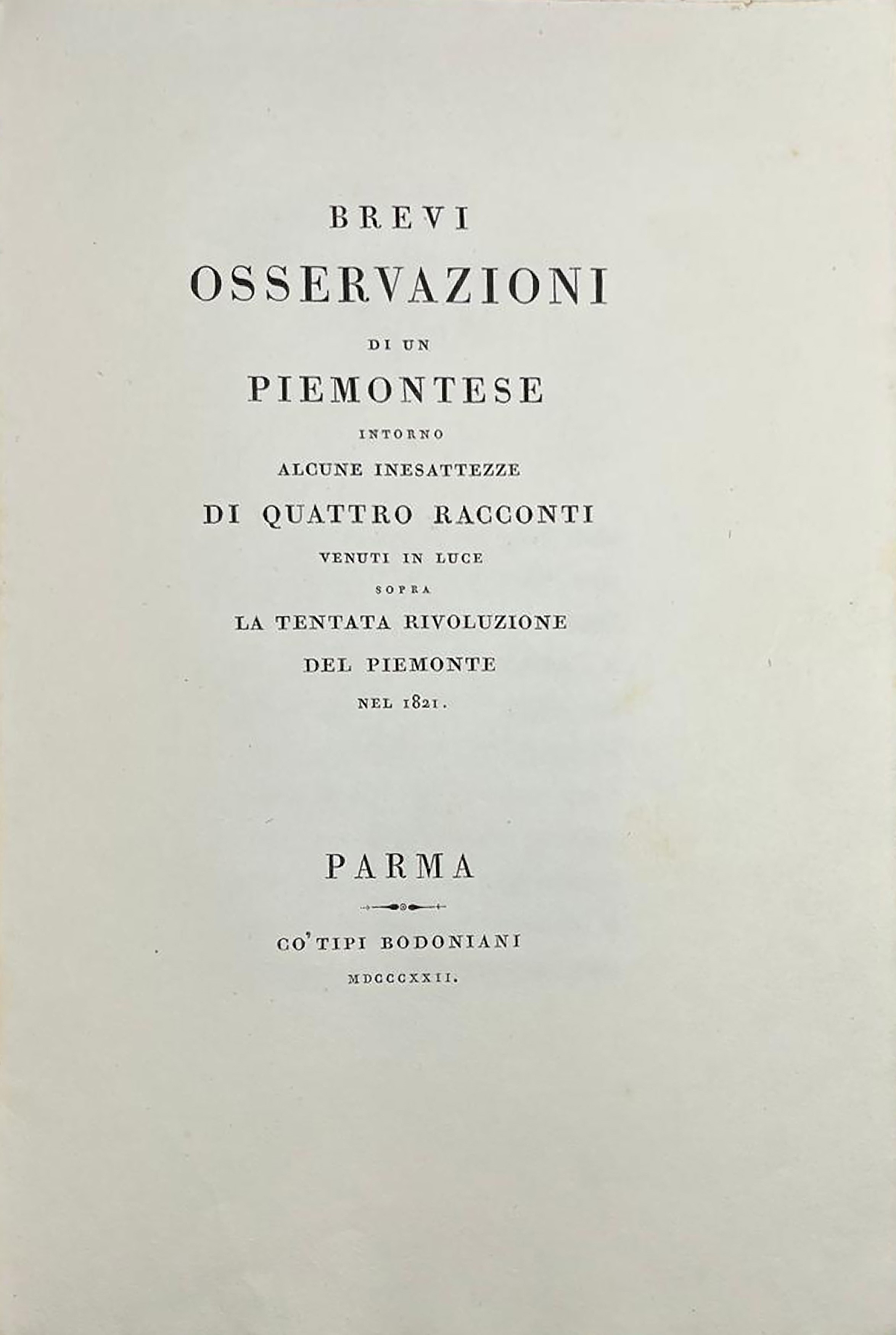 Brevi osservazioni di un piemontese intorno alcune inesattezze di quattro racconti venuti in luce...