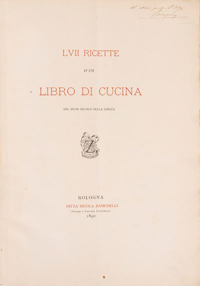 Ricettario del 1890, Cinquantasette ricette d'un libro di cucina