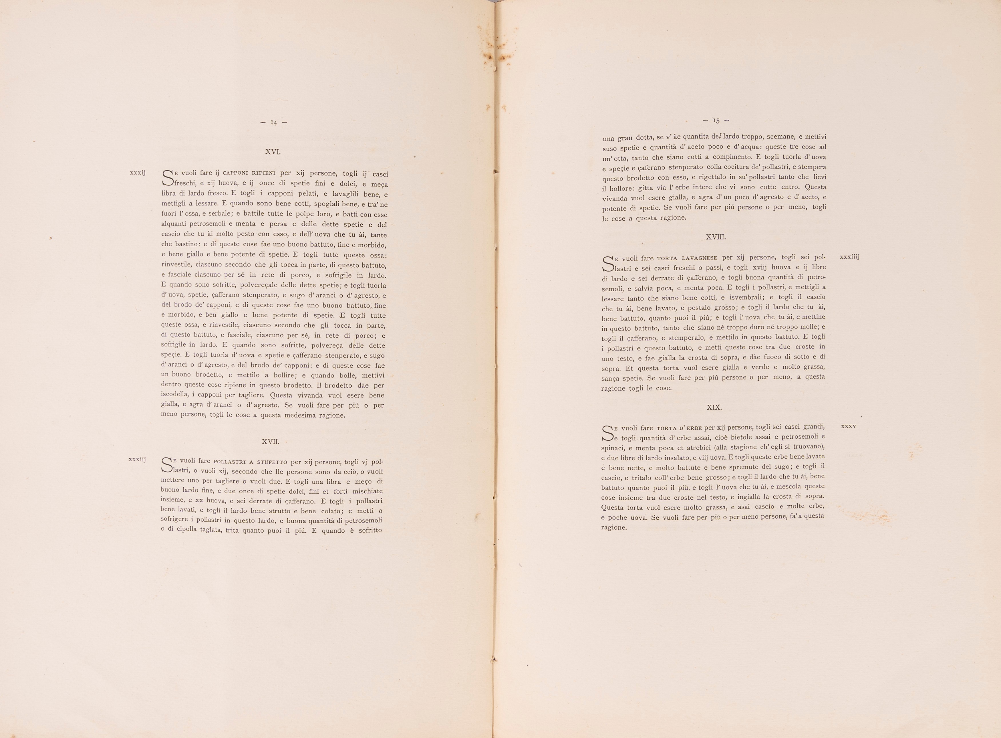 Ricettario del 1890, Cinquantasette ricette d'un libro di cucina