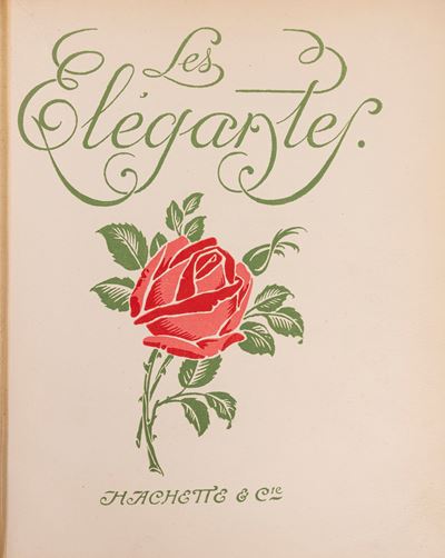 Hachette & C., Les élégantes, Frontespizio decorato e legatura tipografica in pergamena