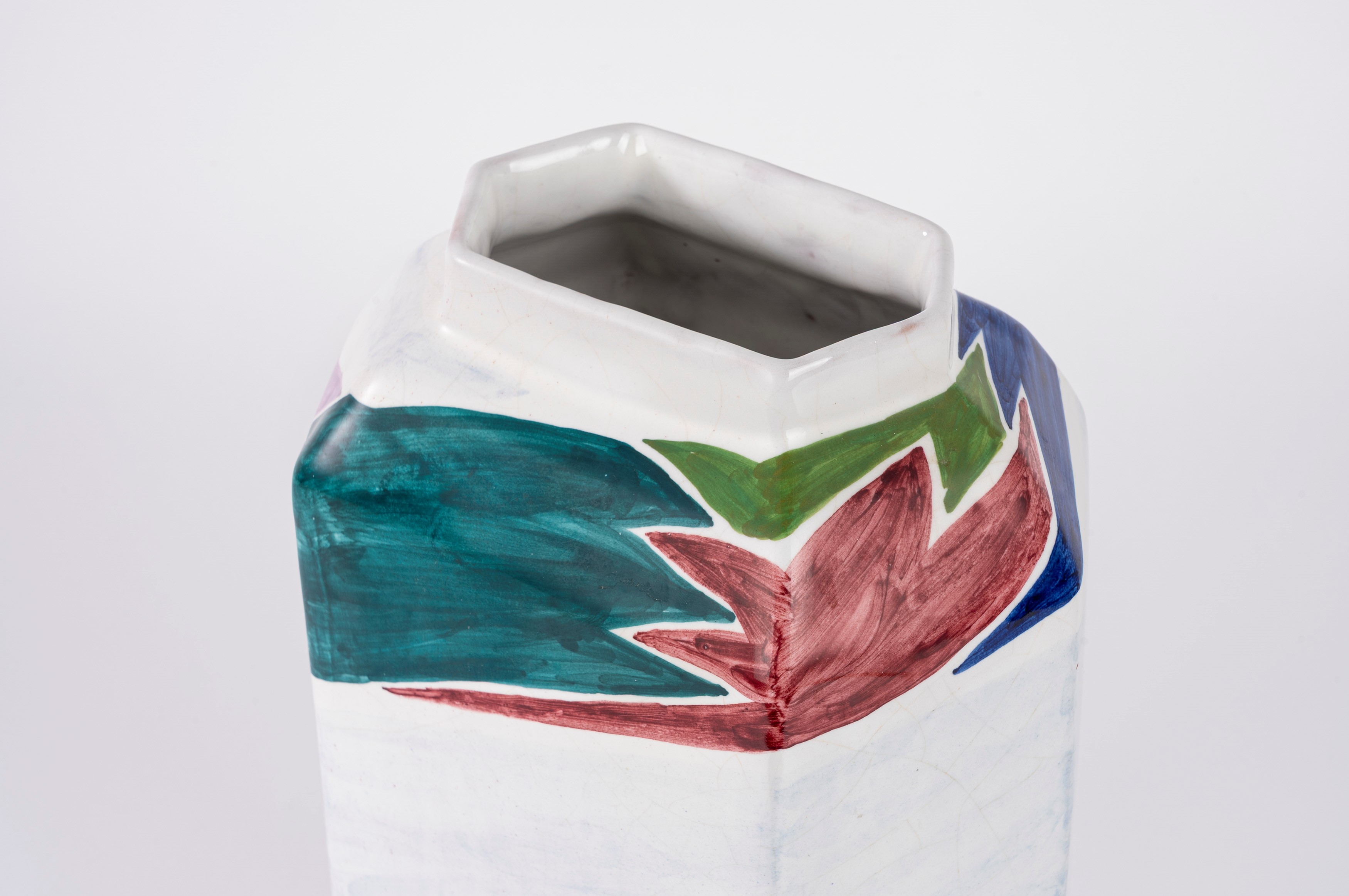 Piero Dorazio - Vaso in ceramica smaltata policroma (es. 66/75), 1978