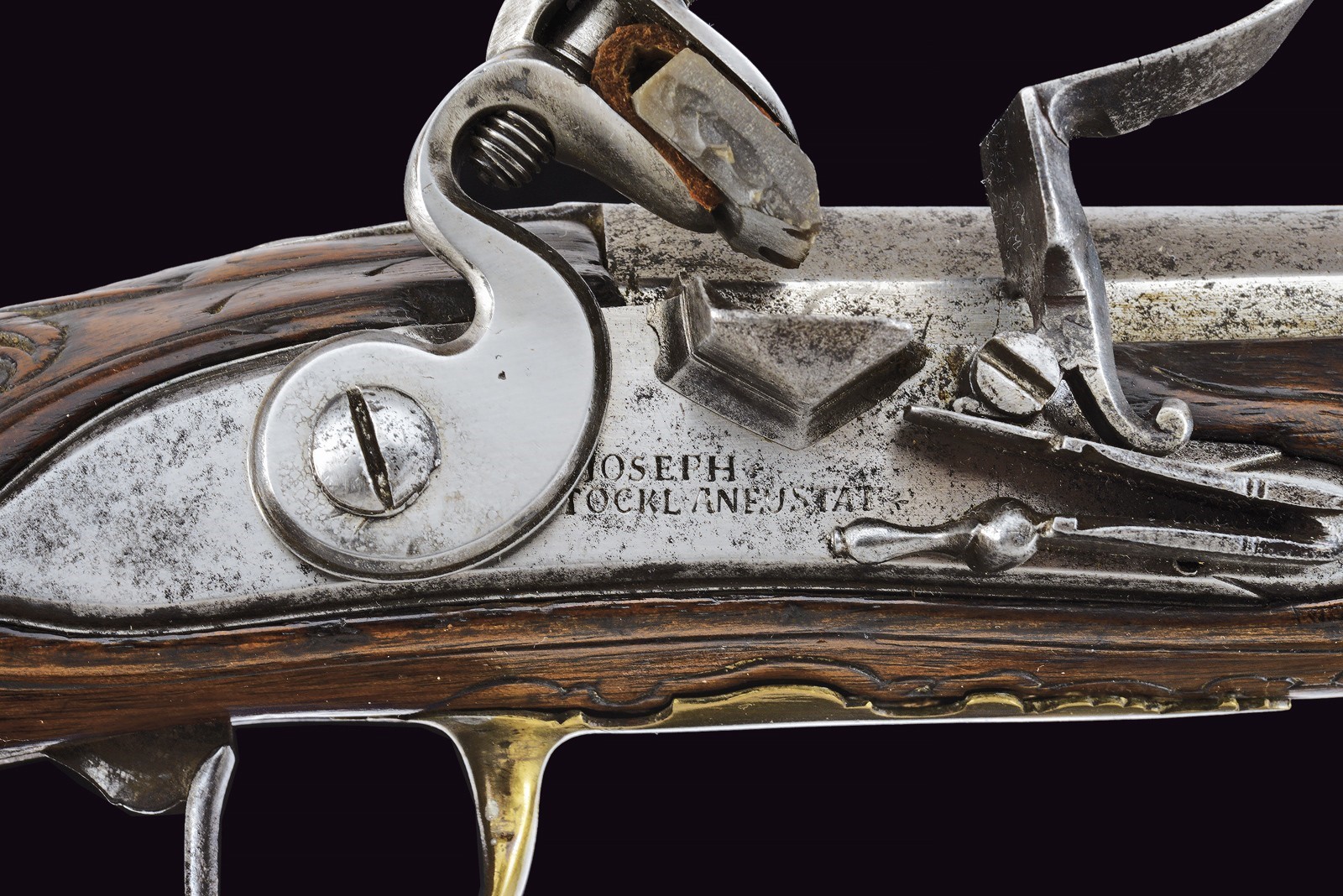 Pistola a pietra focaia da ufficiale di cavalleria epoca 1740 di Joseph Stockl
