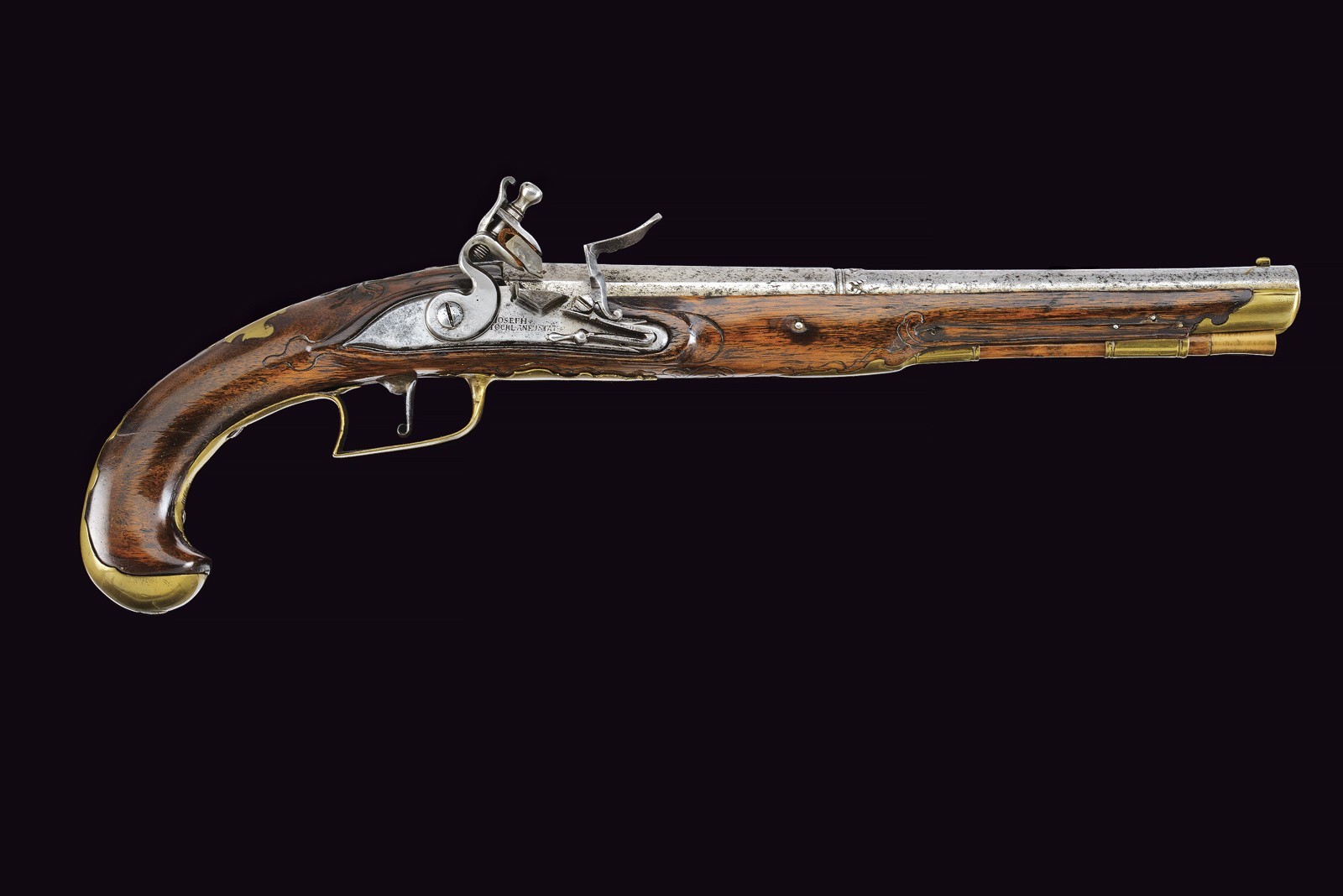 Pistola a pietra focaia da ufficiale di cavalleria epoca 1740 di Joseph Stockl