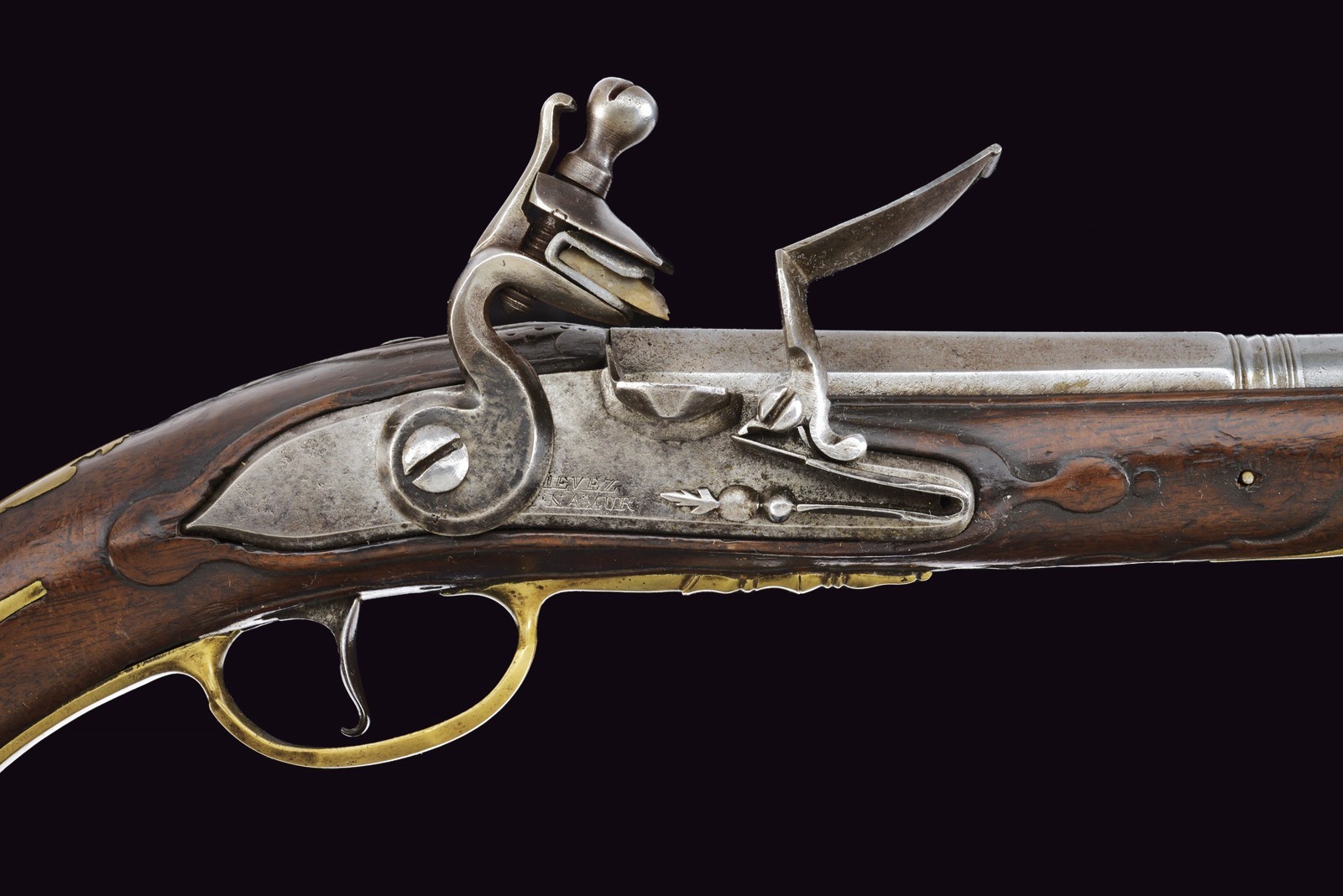 Rarissima pistola a pietra focaia da ufficiale Artiglieria mod. 1748 firmata Fievez