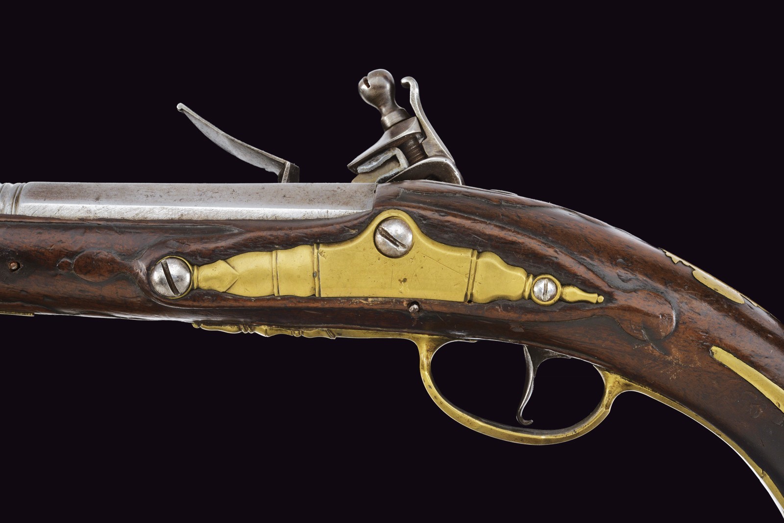 Rarissima pistola a pietra focaia da ufficiale Artiglieria mod. 1748 firmata Fievez