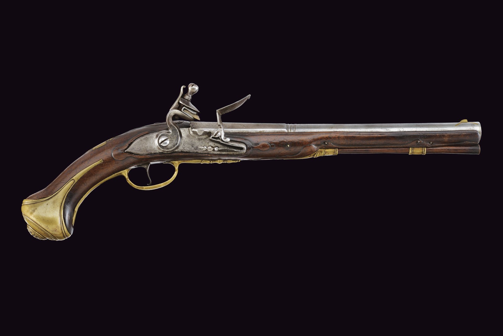Rarissima pistola a pietra focaia da ufficiale Artiglieria mod. 1748 firmata Fievez