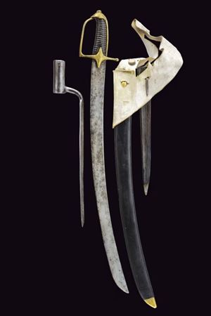 Sciabola da granatieri mod. 1765 e baionetta a ghiera per fucile mod. 1754/67