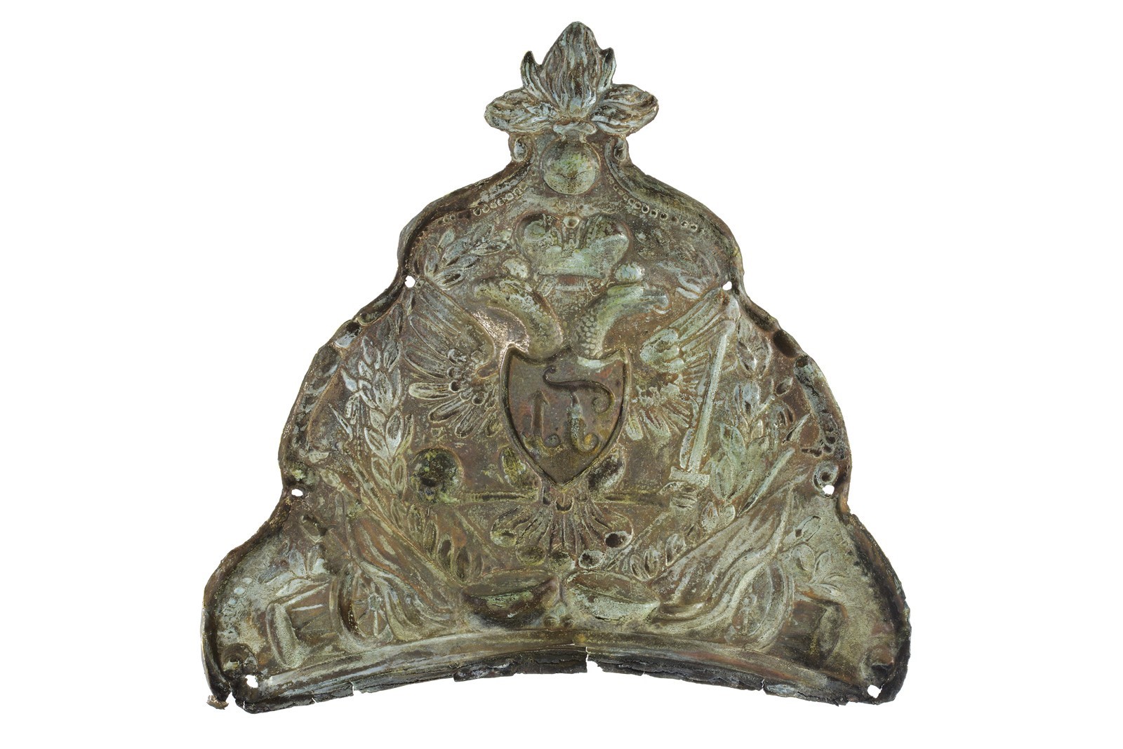 Fregio da colbacco da granatiere con cifra “F I” coronata (Ferdinando I d’Austria)