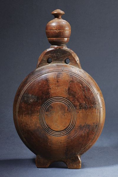 Borraccia in legno tornito, Austria, Metà del XIX Secolo