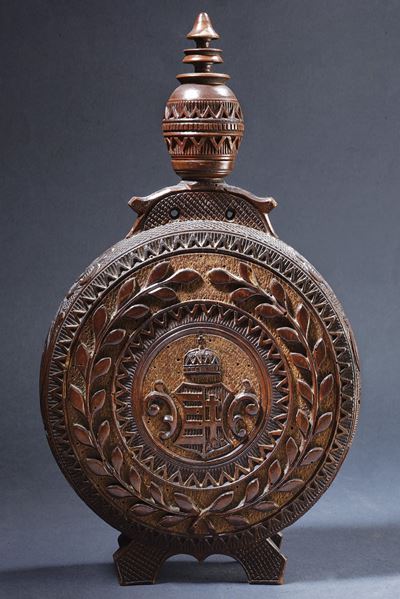 Borraccia in legno, tecnica Impero austro-ungarico
