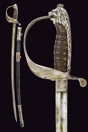 Sciabola da marina con fornimenti argentati per ufficiali sabaudi