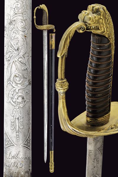 Spada per ufficiale dei musicanti, Regno delle Due Sicilie, 1849, Lama di Labruna