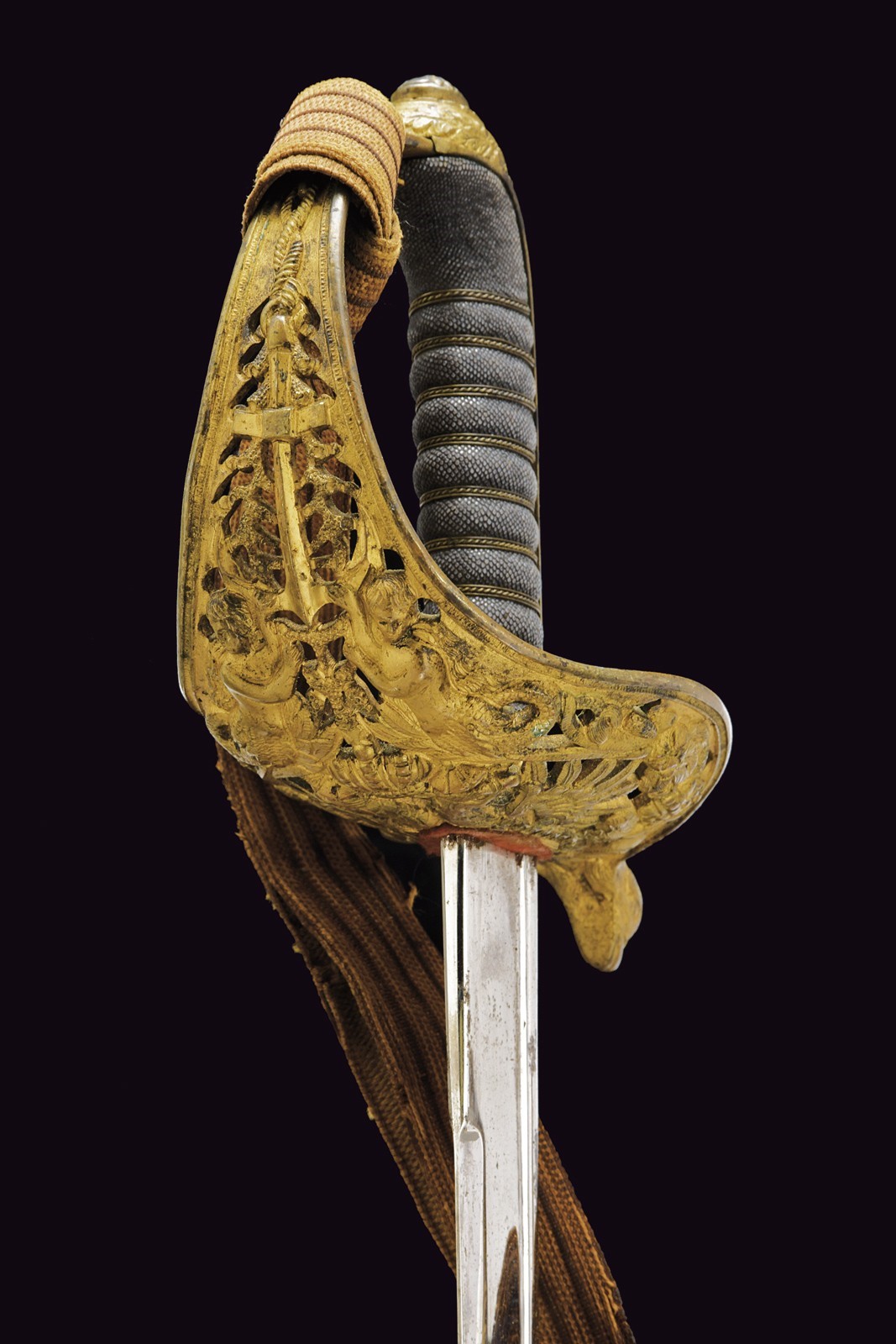 Sciabola da marina per ufficiali austroungarici, tecnica austriaca, lunghezza 86,5 cm, seconda me...