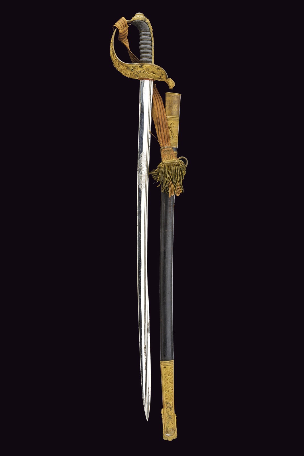 Sciabola da marina per ufficiali austroungarici, tecnica austriaca, lunghezza 86,5 cm, seconda me...