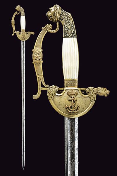 Spadino da funzionario amministrativo navale, Regno di Sardegna, lunghezza 87.3 cm, terzo quarto ...