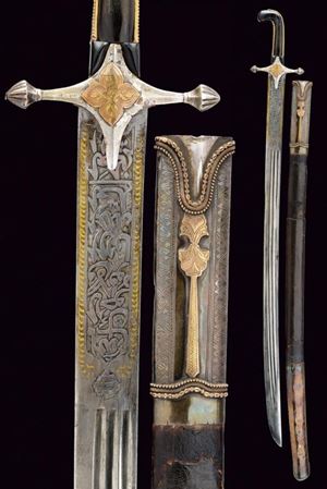 Bellissimo shamshir con fornimenti in argento ed oro